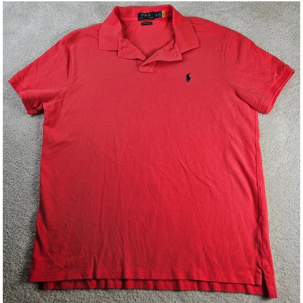 Polo Ralph Lauren Mens XL Custom Slim Fit Red‎ Polo Shirt Classic